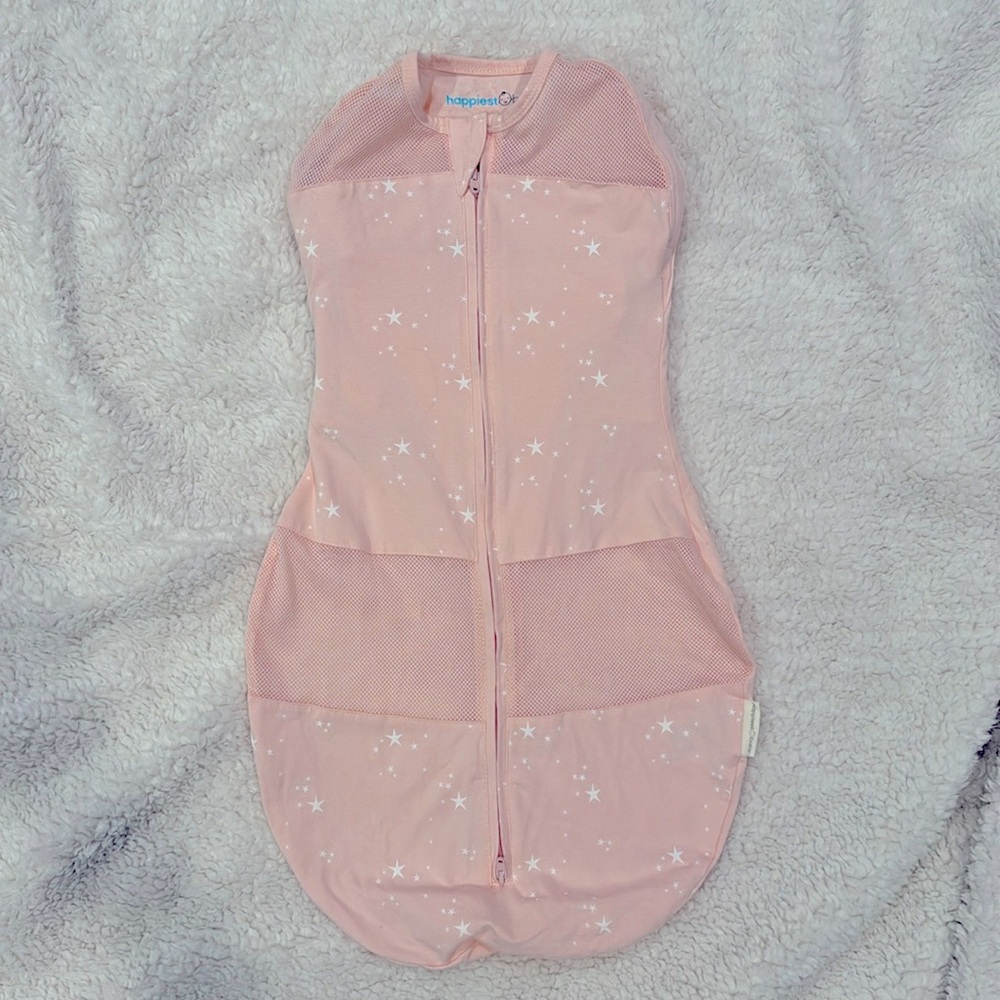Happiest Baby Sleepea 5-Second Swaddle - 100% Organic Cotton - Rose Stars M